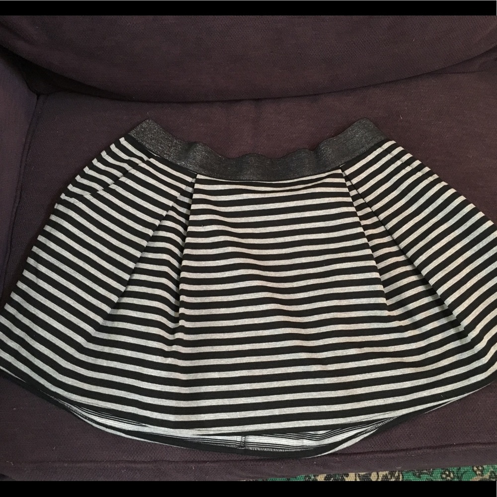 Gray and black striped skirt